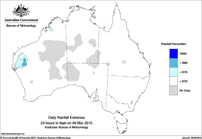 Australian daily rainfall extreme area maps