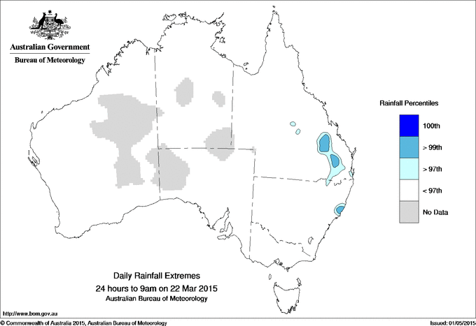 Australian daily rainfall extreme area maps