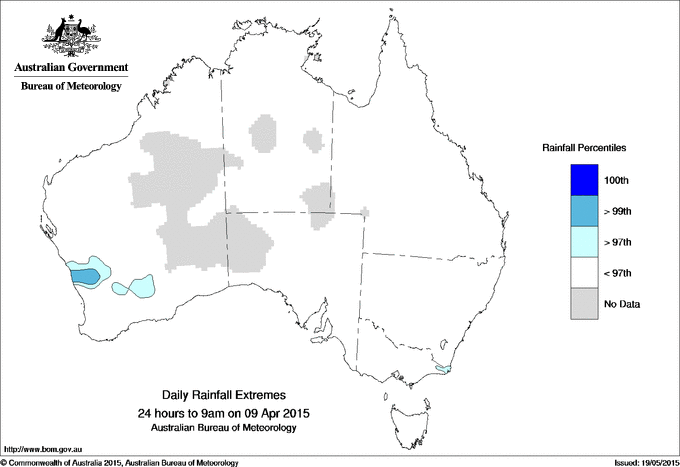 Australian daily rainfall extreme area maps