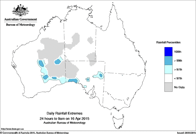 Australian daily rainfall extreme area maps