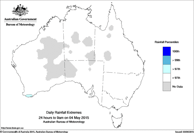 Australian daily rainfall extreme area maps