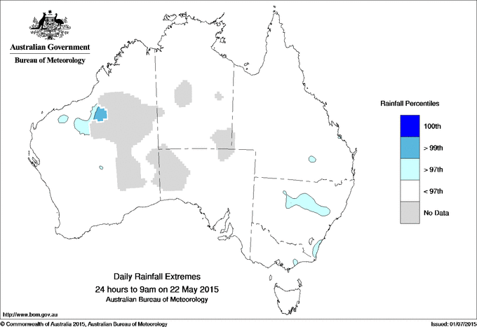 Australian daily rainfall extreme area maps