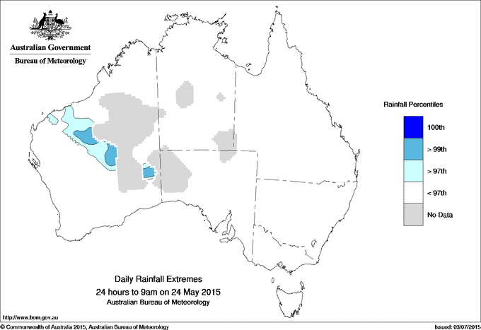 Australian daily rainfall extreme area maps