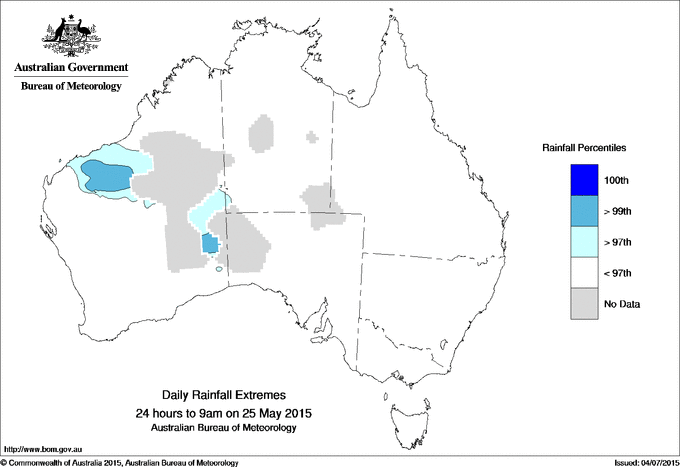 Australian daily rainfall extreme area maps