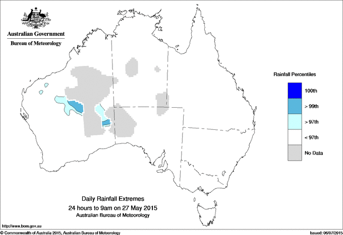 Australian daily rainfall extreme area maps