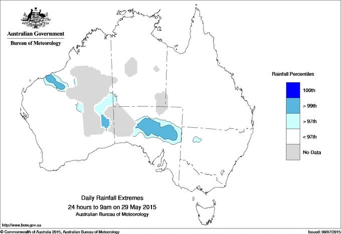 Australian daily rainfall extreme area maps
