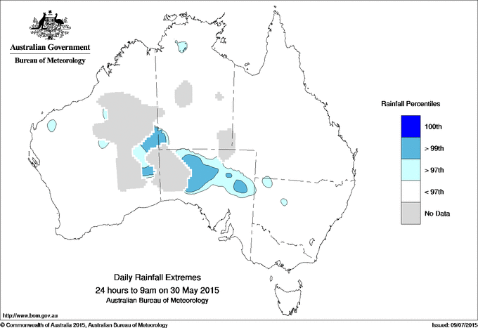 Australian daily rainfall extreme area maps