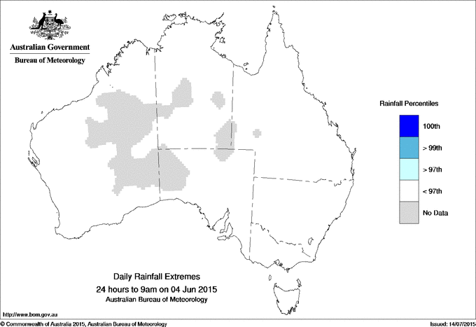 Australian daily rainfall extreme area maps