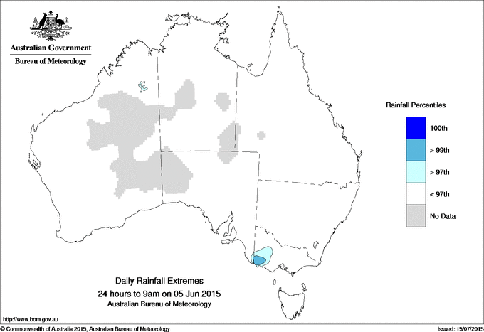Australian daily rainfall extreme area maps