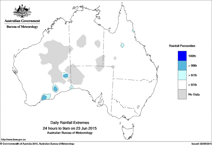 Australian daily rainfall extreme area maps