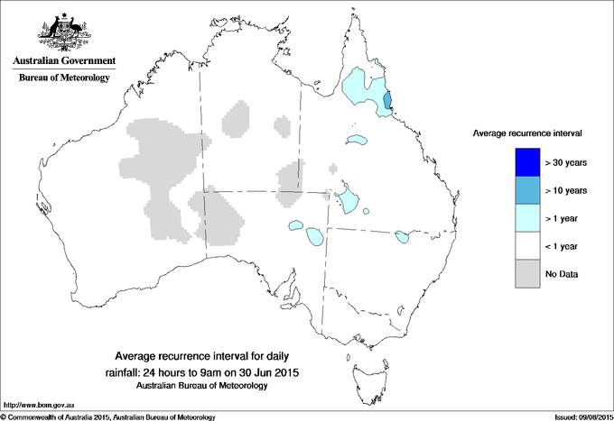 Australian daily rainfall average recurrence interval maps