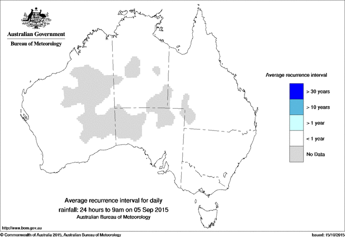 Australian daily rainfall average recurrence interval maps