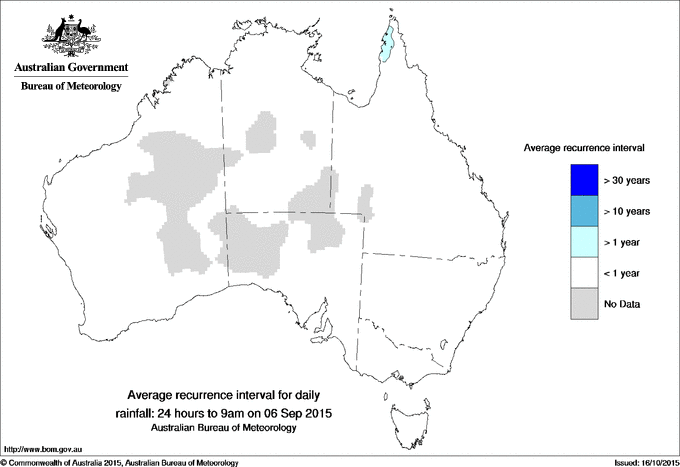 Australian daily rainfall average recurrence interval maps