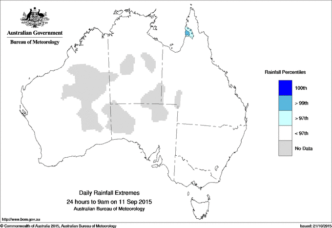 Australian daily rainfall extreme area maps