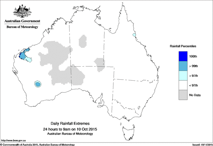 Australian daily rainfall extreme area maps