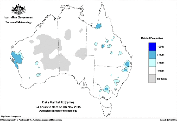 Australian daily rainfall extreme area maps