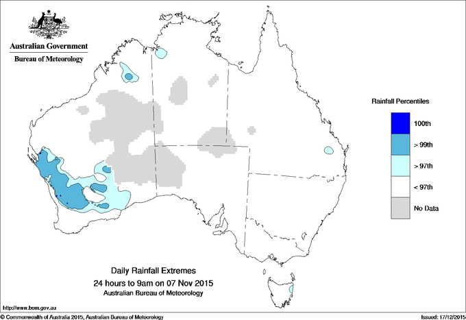 Australian daily rainfall extreme area maps