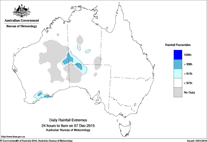 Australian daily rainfall extreme area maps