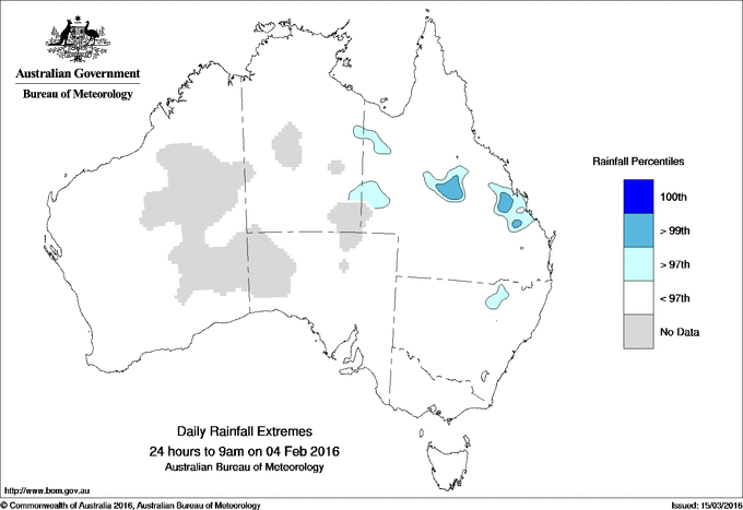 Australian daily rainfall extreme area maps