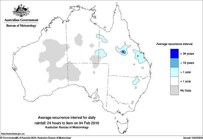 Australian daily rainfall average recurrence interval maps