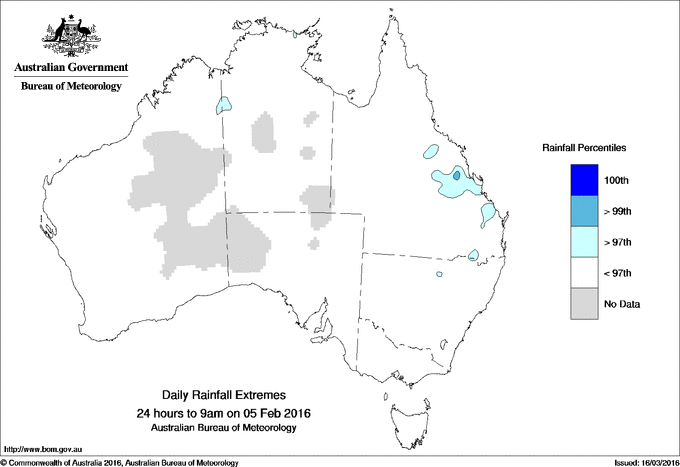 Australian daily rainfall extreme area maps