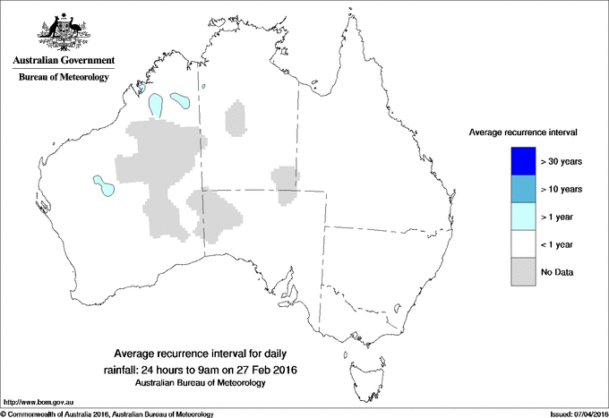 Australian daily rainfall average recurrence interval maps