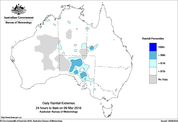 Australian daily rainfall extreme area maps