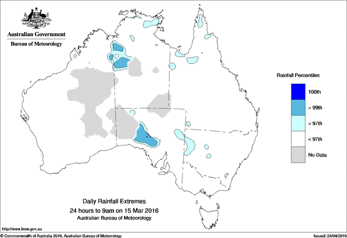 Australian daily rainfall extreme area maps