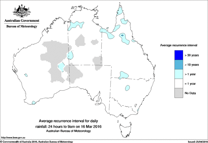 Australian daily rainfall average recurrence interval maps