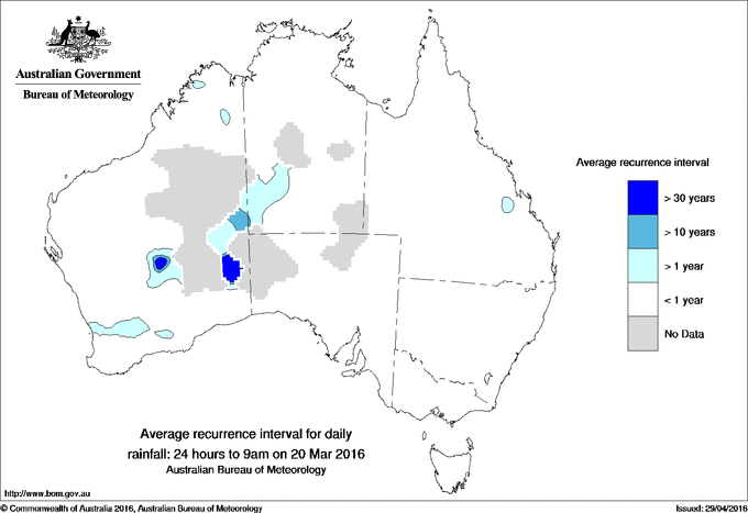 Australian daily rainfall average recurrence interval maps