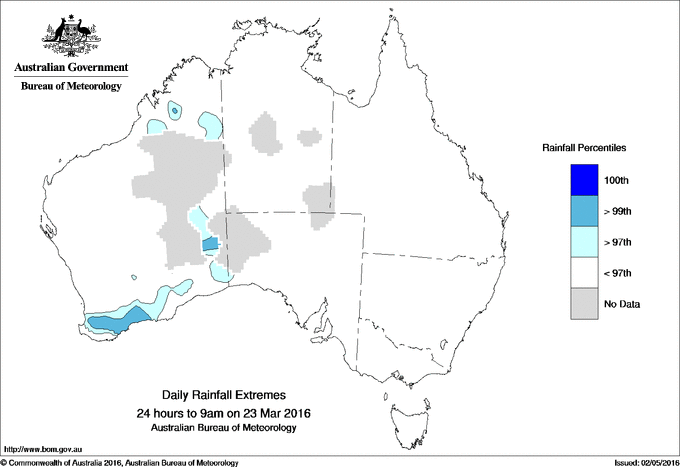 Australian daily rainfall extreme area maps