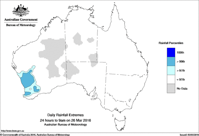 Australian daily rainfall extreme area maps