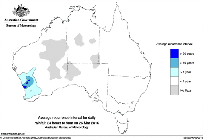 Australian daily rainfall average recurrence interval maps