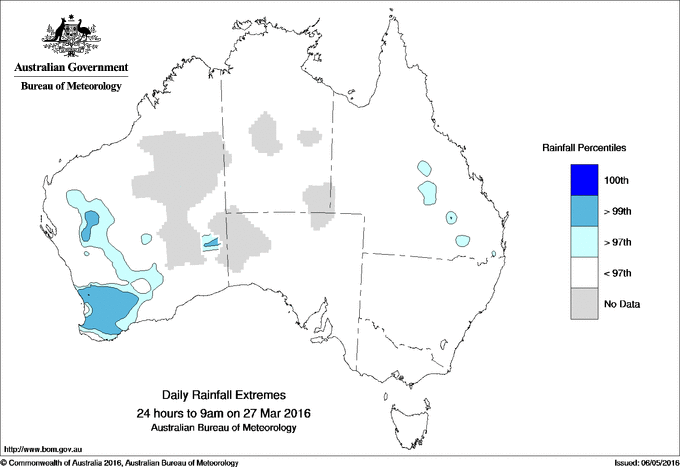 Australian daily rainfall extreme area maps
