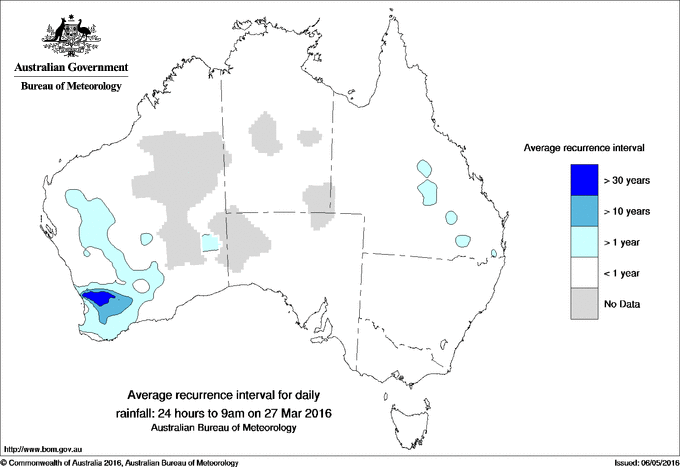 Australian daily rainfall average recurrence interval maps