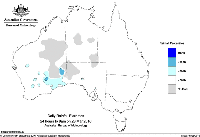Australian daily rainfall extreme area maps