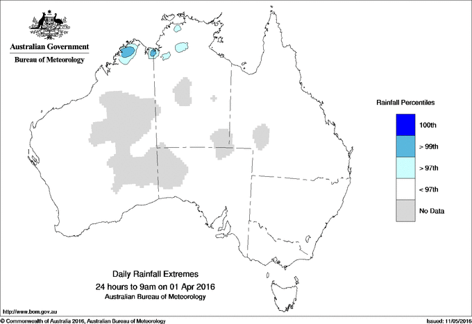 Australian daily rainfall extreme area maps