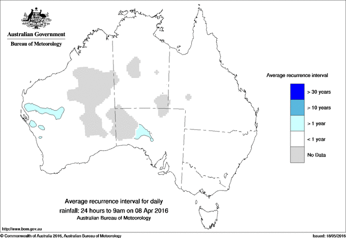 Australian daily rainfall average recurrence interval maps