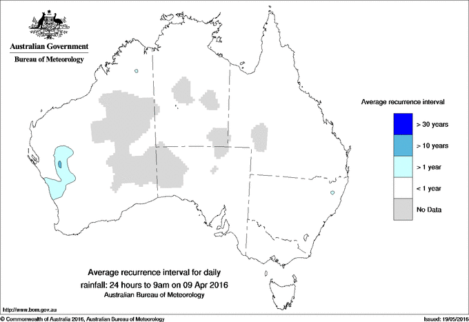 Australian daily rainfall average recurrence interval maps