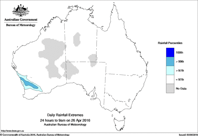 Australian daily rainfall extreme area maps