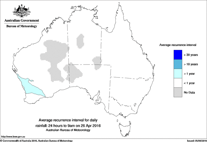 Australian daily rainfall average recurrence interval maps