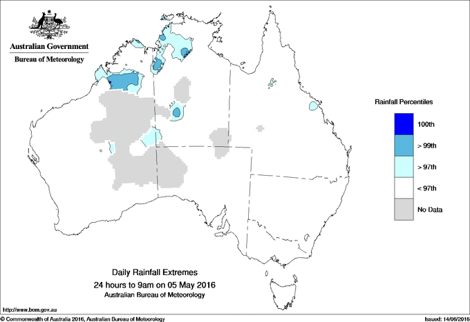 Australian daily rainfall extreme area maps