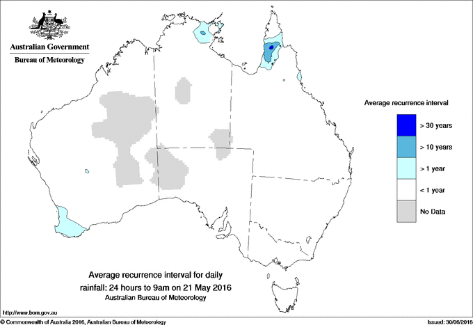 Australian daily rainfall average recurrence interval maps