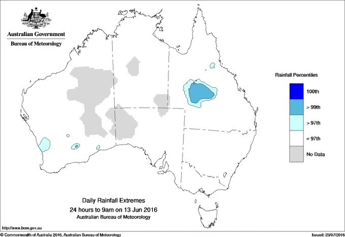 Australian daily rainfall extreme area maps