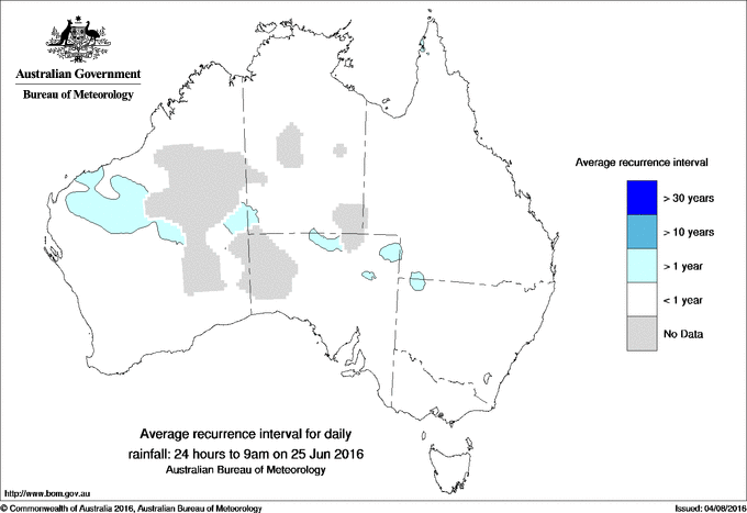 Australian daily rainfall average recurrence interval maps