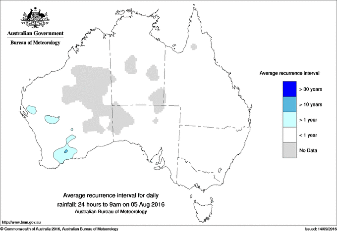 Australian daily rainfall average recurrence interval maps