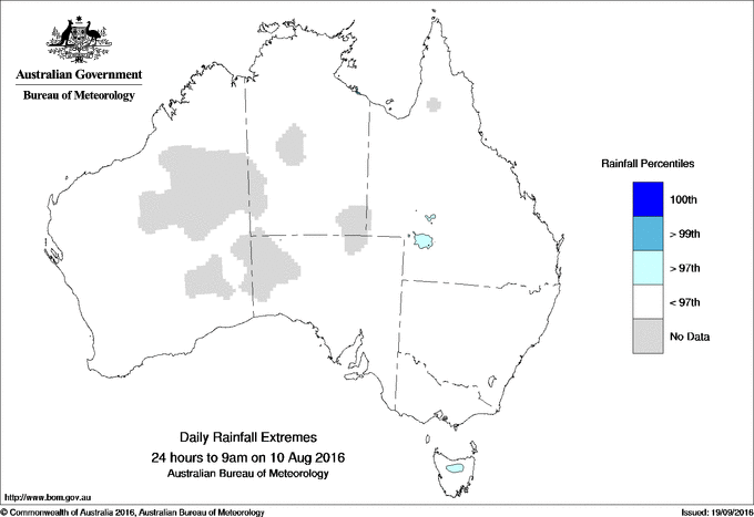 Australian daily rainfall extreme area maps