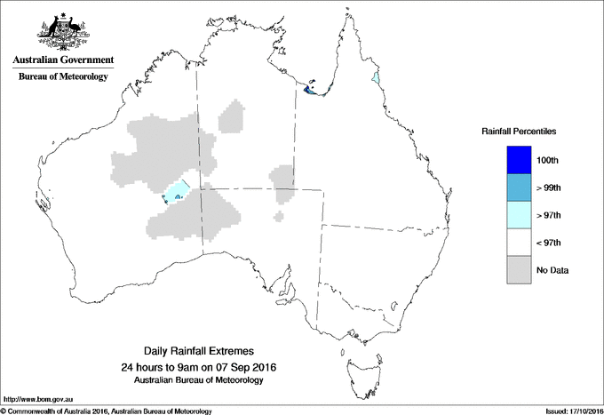 Australian daily rainfall extreme area maps