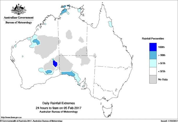 Australian daily rainfall extreme area maps
