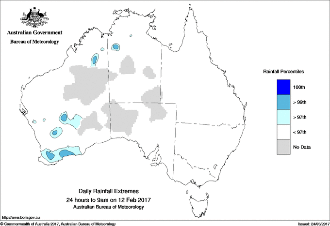 Australian daily rainfall extreme area maps